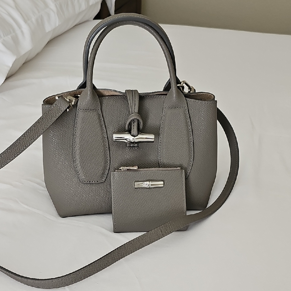 Longchamp Le Rouseau Gray Turtle Dove Small Crossbody and Wallet